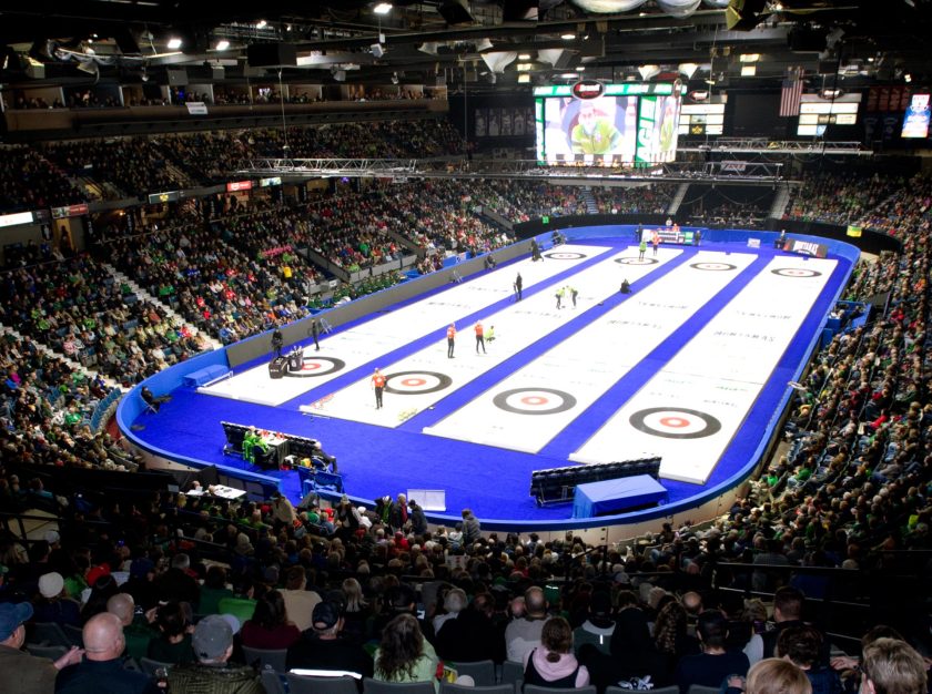 The Arena and crowded stands at the 2024 Montana's Brier – clicking this link will open a larger version of it in the browser window.